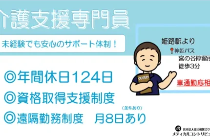 左手で案内するケアマネ